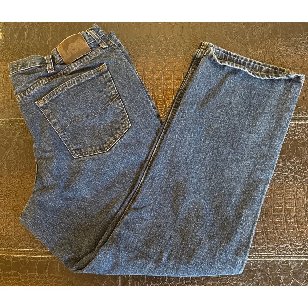 Lee Jeans Vintage 90s Mens 40x30 Dark Wash Regular Fit Straight Leg